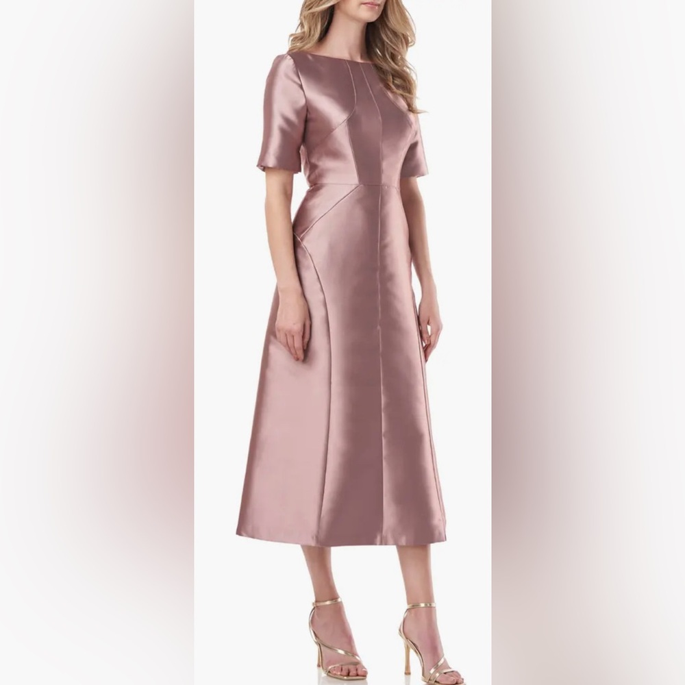 Kay Unger Corina Satin A-Line Midi Dress
